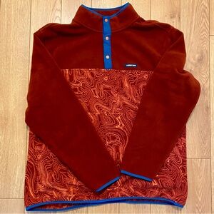 Men's Lands' End Snap-Neck Fleece Pullover XXL, Colorblock Pattern, Classic Fit